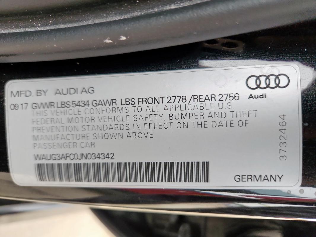 2018 AUDI A6 PREMIUM - WAUG3AFC0JN034342