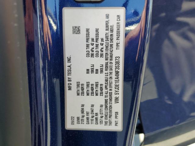 2022 TESLA MODEL 3 - 5YJ3E1EA4NF353873