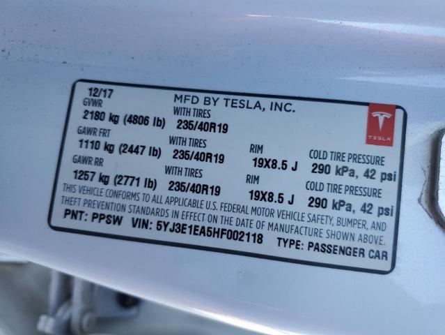 2017 TESLA MODEL 3 - 5YJ3E1EA5HF002118