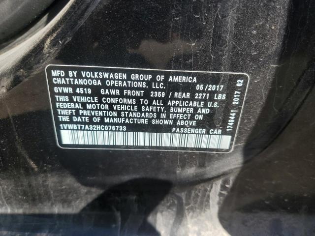 2017 VOLKSWAGEN PASSAT SE 1VWBT7A32HC076733