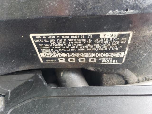 2000 HONDA CBR 1100 JH2SC3502YM300564