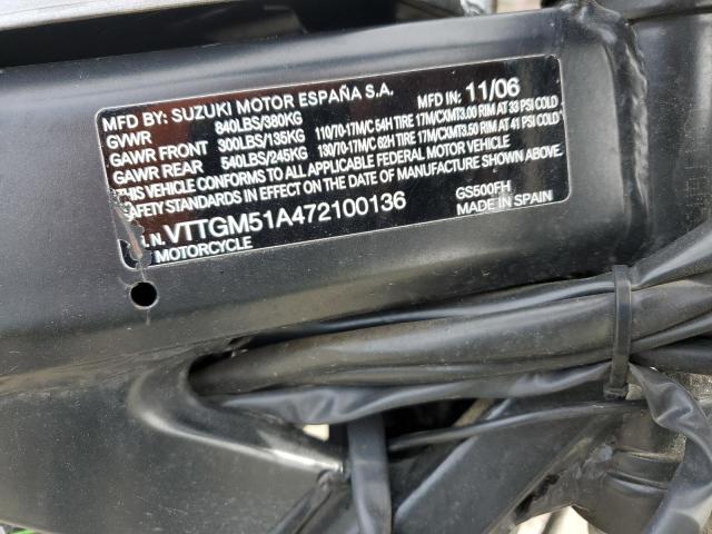 2007 SUZUKI GS500 VTTGM51A472100136