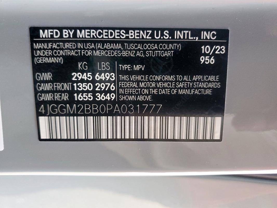 2023 MERCEDES-BENZ EQE SUV 35 4JGGM2BB0PA031777