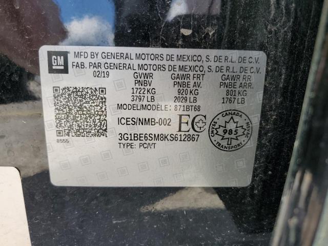 2019 CHEVROLET CRUZE LT - 3G1BE6SM8KS612867