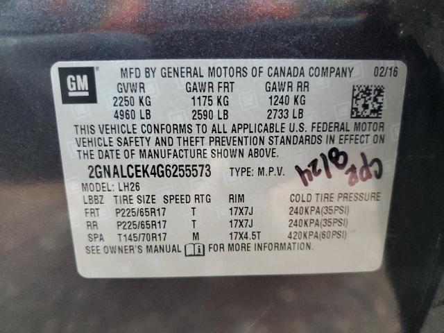 2016 CHEVROLET EQUINOX LT - 2GNALCEK4G6255573