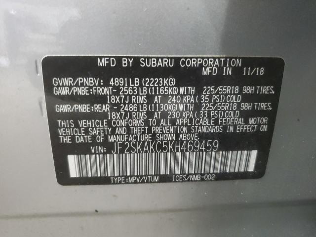 2019 SUBARU FORESTER S JF2SKAKC5KH469459