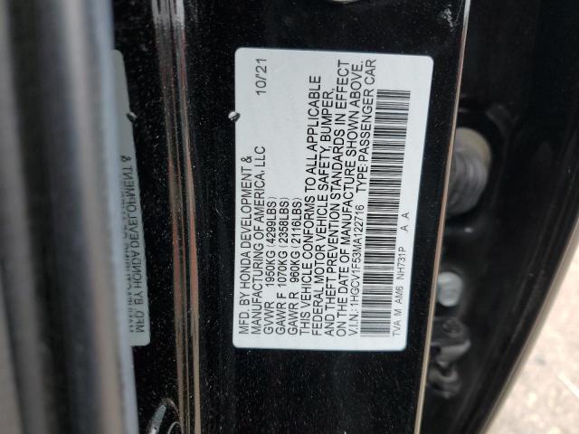 2021 HONDA ACCORD EXL 1HGCV1F53MA122716