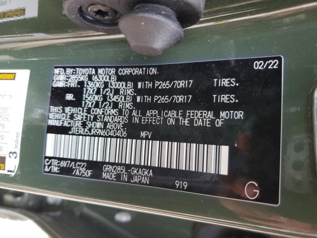 2022 TOYOTA 4RUNNER SR - JTERU5JR9N6040406