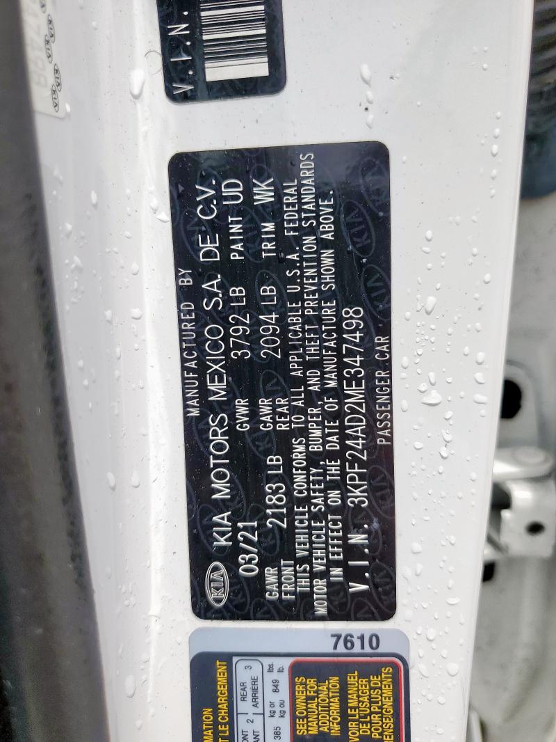 2021 KIA FORTE FE - 3KPF24AD2ME347498