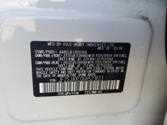 2016 SUBARU FORESTER 2 - JF2SJAXC0GH523611