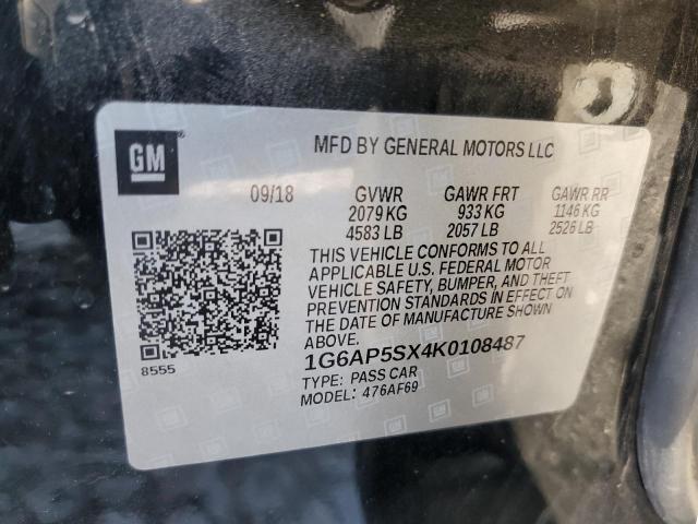 2019 CADILLAC CTS - 1G6AP5SX4K0108487