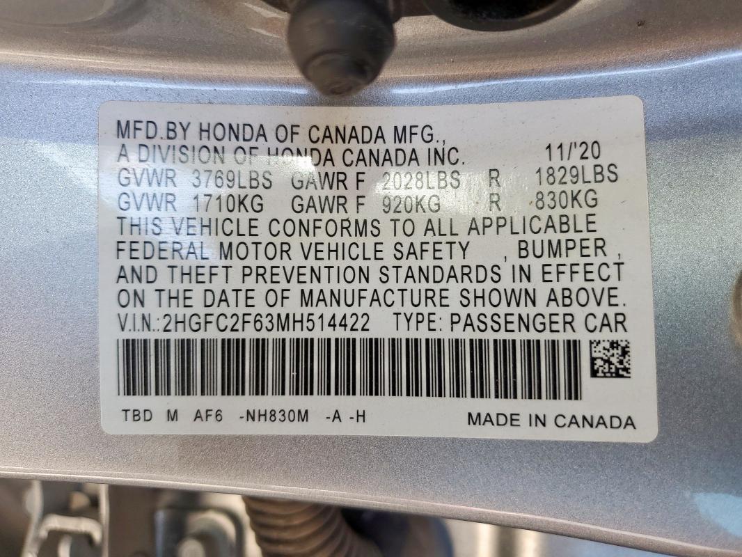 2021 HONDA CIVIC LX - 2HGFC2F63MH514422