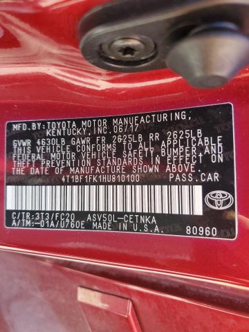 2017 TOYOTA CAMRY LE - 4T1BF1FK1HU810100