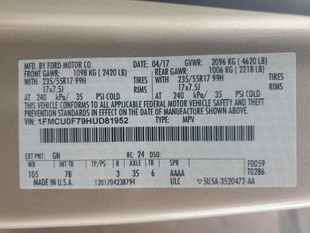 2017 FORD ESCAPE S - 1FMCU0F79HUD81952