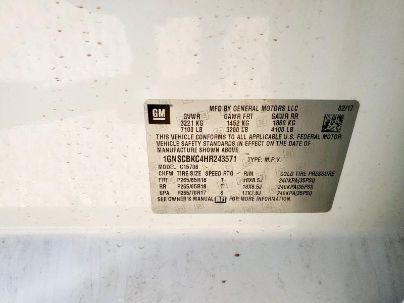 2017 CHEVROLET TAHOE C150 1GNSCBKC4HR243571