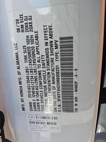 2021 HONDA PILOT SE 5FNYF5H2XMB008201