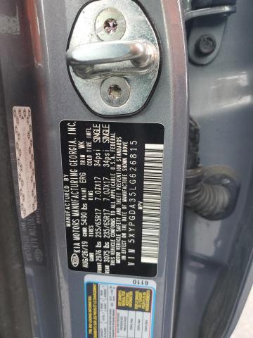 2020 KIA SORENTO L 5XYPGDA35LG626815
