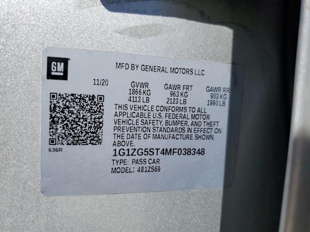 2021 CHEVROLET MALIBU RS - 1G1ZG5ST4MF038348