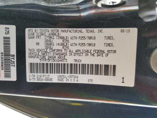 2019 TOYOTA TUNDRA DOU - 5TFRY5F15KX244573