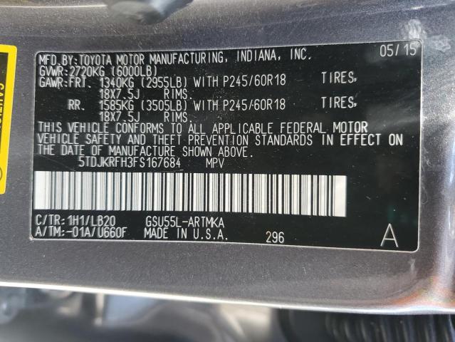 2015 TOYOTA HIGHLANDER - 5TDJKRFH3FS167684