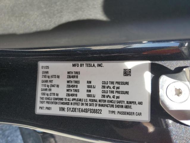 2025 TESLA MODEL 3 5YJ3E1EA4SF938822