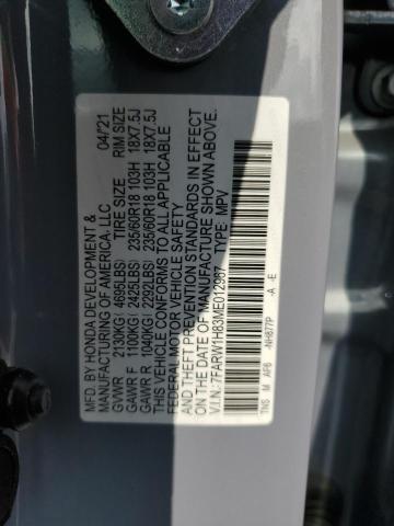2021 HONDA CR-V EXL 7FARW1H83ME012967