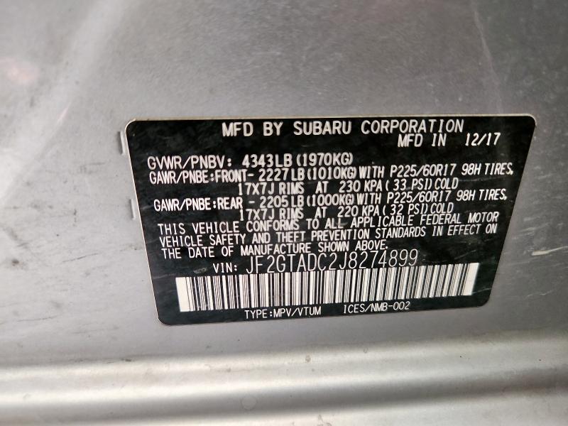 2018 SUBARU CROSSTREK - JF2GTADC2J8274899