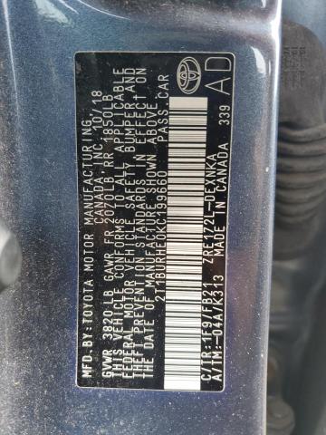 2019 TOYOTA COROLLA L - 2T1BURHE0KC199660