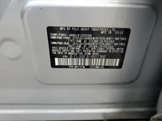 2015 SUBARU FORESTER 2 - JF2SJABC4FH801366