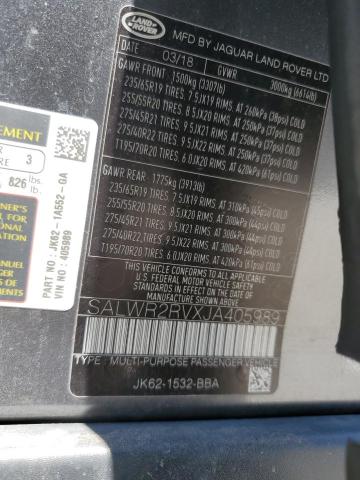 2018 LAND ROVER RANGE ROVE SALWR2RVXJA405989
