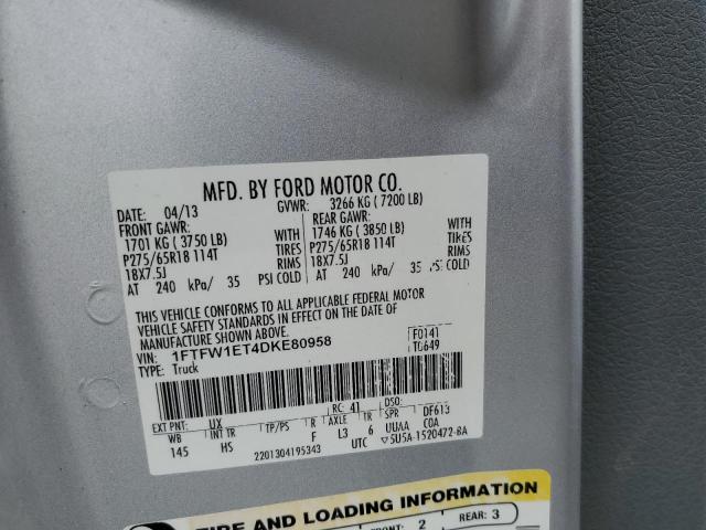 2013 FORD F150 SUPER - 1FTFW1ET4DKE80958