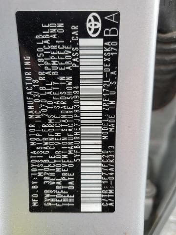 2018 TOYOTA COROLLA L - 5YFBURHE7JP830984