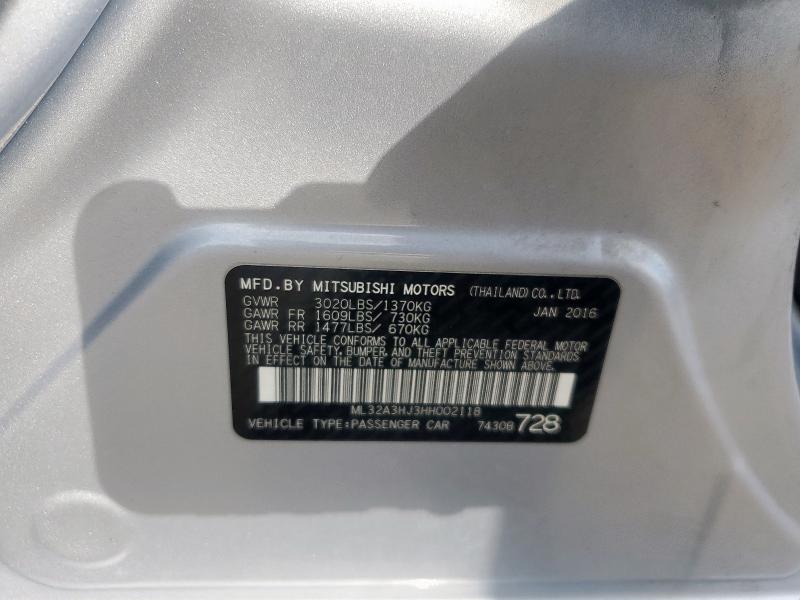 2017 MITSUBISHI MIRAGE ES - ML32A3HJ3HH002118