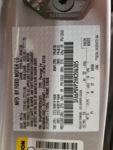 2017 FORD FUSION SPO 3FA6P0VP2HR206305