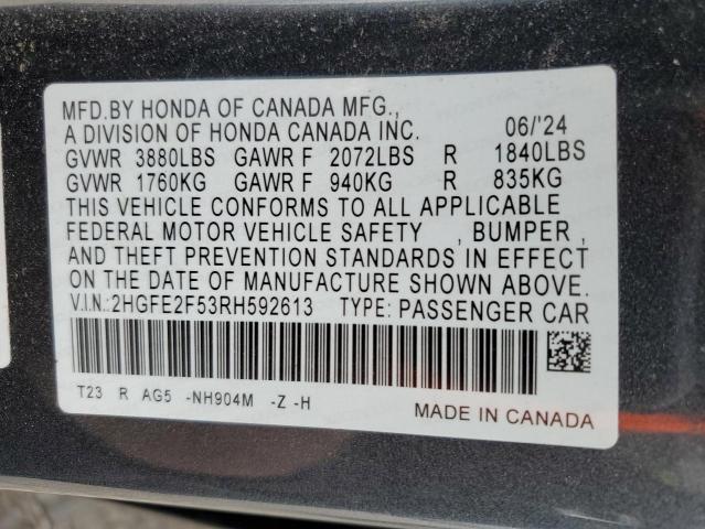 2024 HONDA CIVIC SPOR - 2HGFE2F53RH592613