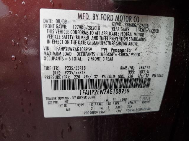 2010 FORD TAURUS SEL - 1FAHP2EW7AG108959