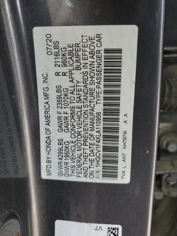 2020 HONDA ACCORD EX 1HGCV1F4XLA110956