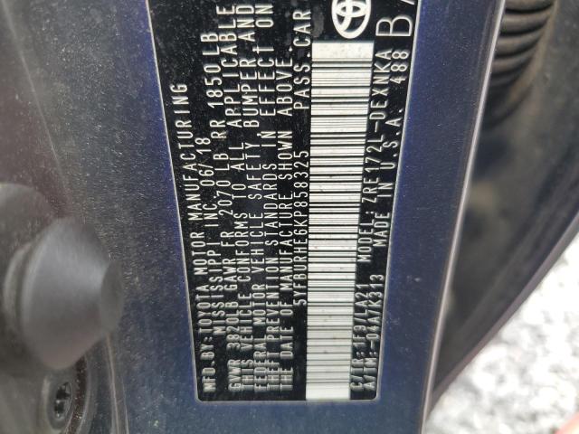 5yfburhe6kp858325 - 2019 Toyota Corolla L - #58913065
