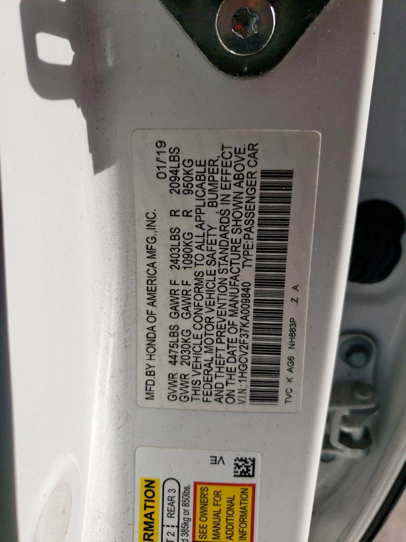 2019 HONDA ACCORD SPO - 1HGCV2F37KA009840