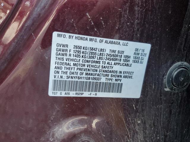 2016 HONDA PILOT LX - 5FNYF6H11GB109337