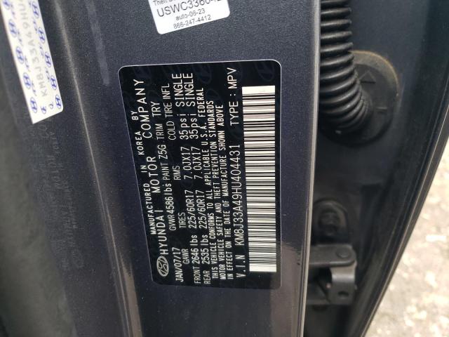 2017 HYUNDAI TUCSON LIM - KM8J33A49HU404431