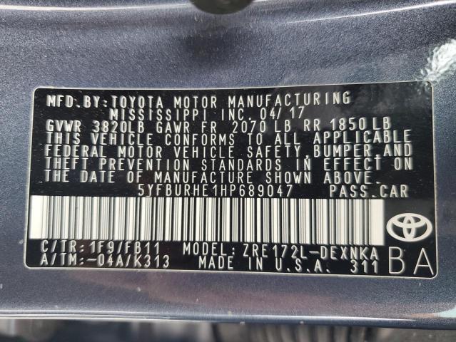 2017 TOYOTA COROLLA L - 5YFBURHE1HP689047