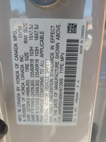 2019 HONDA CR-V EXL - 2HKRW2H89KH612909