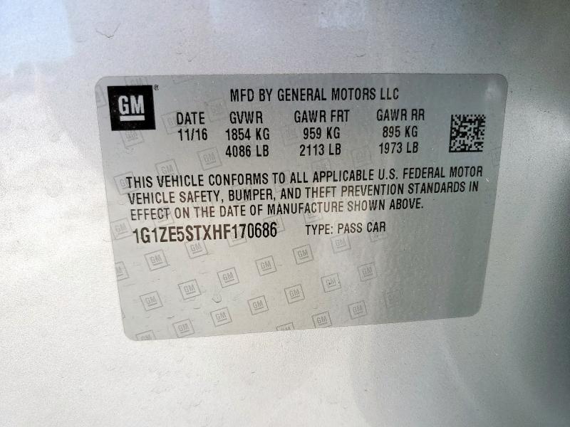 2017 CHEVROLET MALIBU LT 1G1ZE5STXHF170686