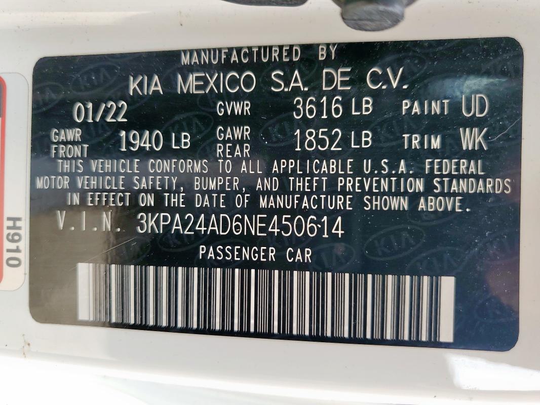 2022 KIA RIO LX - 3KPA24AD6NE450614
