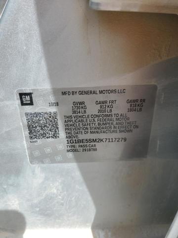 2019 CHEVROLET CRUZE LT - 1G1BE5SM2K7117279