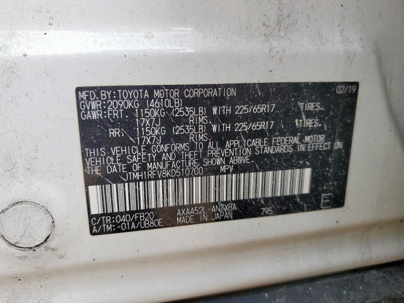 2019 TOYOTA RAV4 LE JTMH1RFV8KD510700