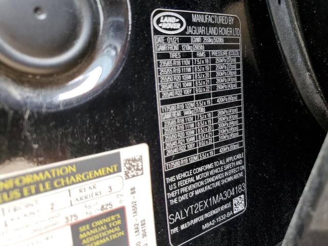 2021 LAND ROVER RANGE ROVE SALYT2EX1MA304183