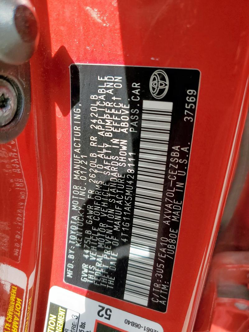 2021 TOYOTA CAMRY SE - 4T1G11AK5MU428111