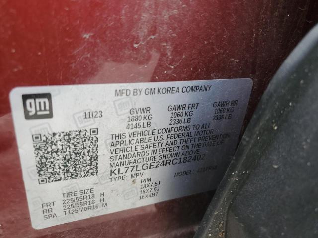 2024 CHEVROLET TRAX 1RS KL77LGE24RC182402